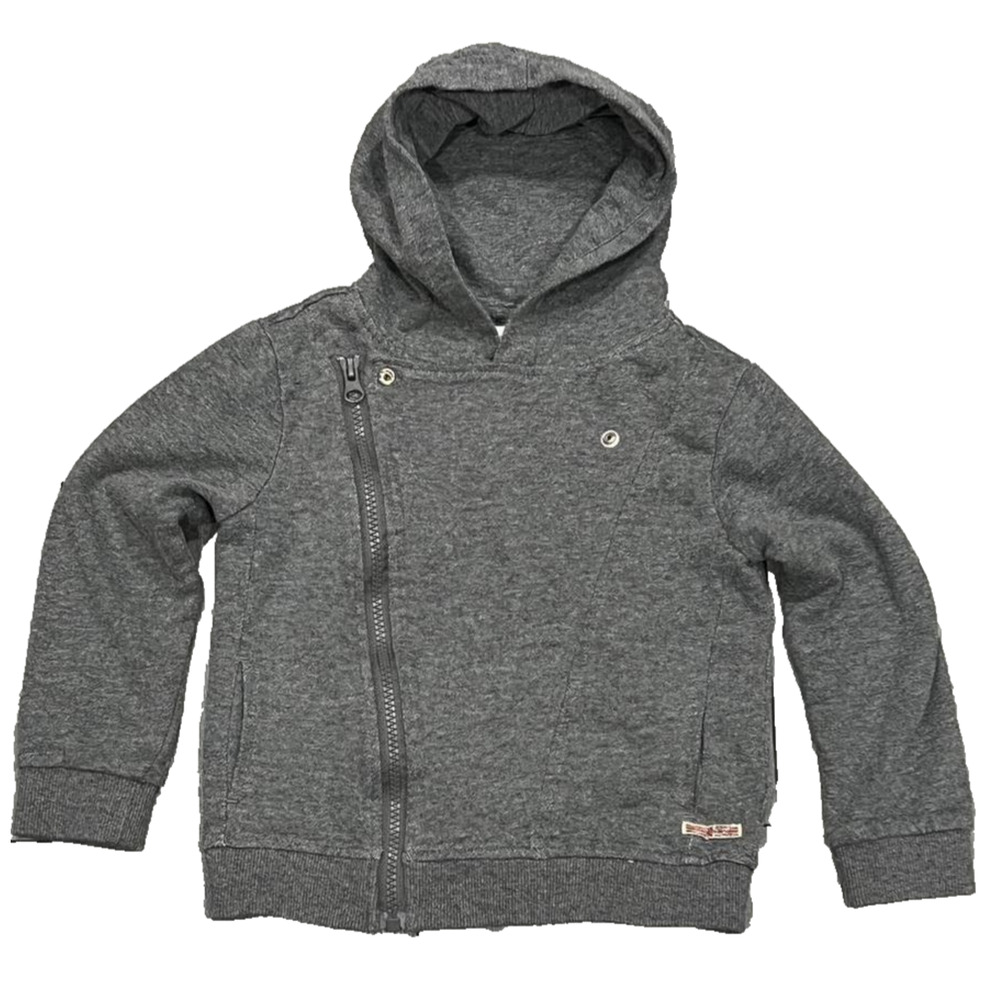 Hudson Moto Zipper Hoodie Gray Cotton Kids Jacket 4T A003944